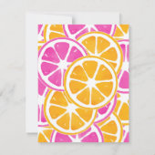 オレンジ色のピンクの柑橘系スライス 招待状 (裏面)