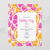 オレンジ色のピンクの柑橘系スライス 招待状 (正面/裏面)