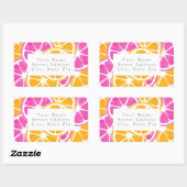 オレンジ色のピンクの柑橘系スライス 長方形シール (シート)