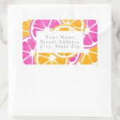 オレンジ色のピンクの柑橘系スライス 長方形シール (バッグ)