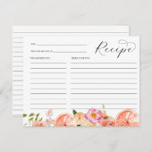 オレンジ色のピンクの花 ブライダルシャワー レシピカード エンクロージャーカード (正面/裏面)