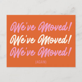 オレンジ色のピンクモダン引っ越しましたの移動発表 ポストカード