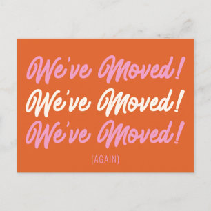 オレンジ色のピンクモダン引っ越しましたの移動発表 ポストカード