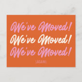 オレンジ色のピンクモダン引っ越しましたの移動発表 ポストカード (正面)