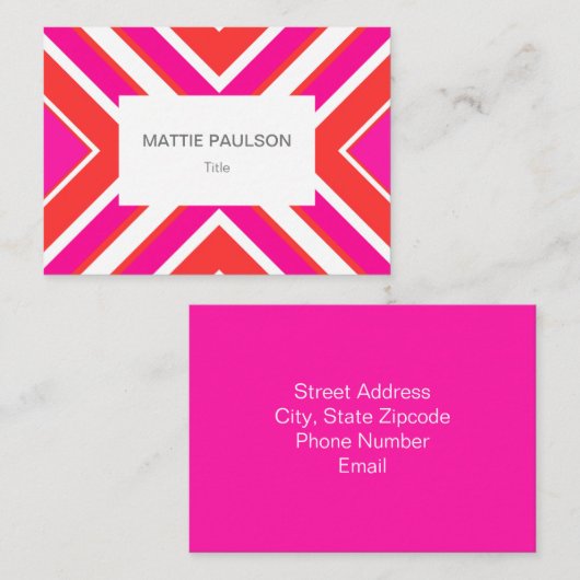 オレンジ色のピンク幾何学的 名刺 (正面/裏面)