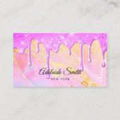 オレンジ色のピンク色のネオンエレガント 名刺 (正面)