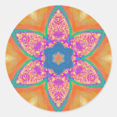オレンジ色のピンク色の星花 ラウンドシール (正面)