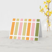オレンジ色のピンク金ゴールドと緑のストライプ カード (黄色い花)