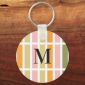 オレンジ色のピンク金ゴールドと緑のストライプ キーホルダー (裏面)