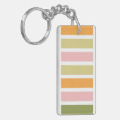 オレンジ色のピンク金ゴールドと緑のストライプ キーホルダー (正面左)