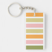 オレンジ色のピンク金ゴールドと緑のストライプ キーホルダー (正面)