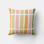 オレンジ色のピンク金ゴールドと緑のストライプ クッション (裏面)