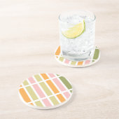 オレンジ色のピンク金ゴールドと緑のストライプ コースター (側面)