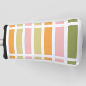 オレンジ色のピンク金ゴールドと緑のストライプ ゴルフヘッドカバー (正面)