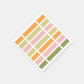 オレンジ色のピンク金ゴールドと緑のストライプ スタンダードカクテルナプキン (角)