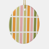 オレンジ色のピンク金ゴールドと緑のストライプ セラミックオーナメント (右)