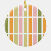 オレンジ色のピンク金ゴールドと緑のストライプ セラミックオーナメント (裏面)
