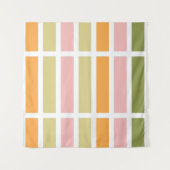 オレンジ色のピンク金ゴールドと緑のストライプ タペストリー (正面)