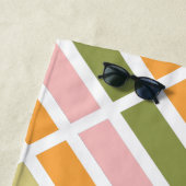 オレンジ色のピンク金ゴールドと緑のストライプ ビーチタオル (インサイチュ)