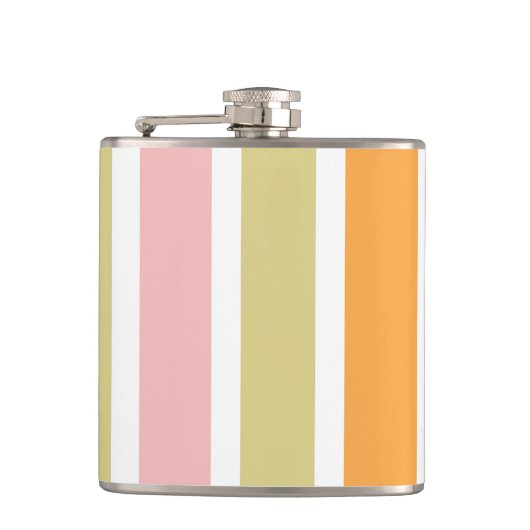 オレンジ色のピンク金ゴールドと緑のストライプ フラスク (正面)