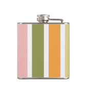 オレンジ色のピンク金ゴールドと緑のストライプ フラスク (裏面)