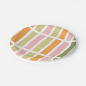 オレンジ色のピンク金ゴールドと緑のストライプ ペーパープレート (アングル)