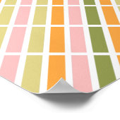 オレンジ色のピンク金ゴールドと緑のストライプ ポスター (角)