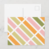 オレンジ色のピンク金ゴールドと緑のストライプ ポストカード (正面/裏面)