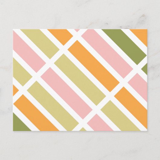 オレンジ色のピンク金ゴールドと緑のストライプ ポストカード (正面)