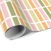 オレンジ色のピンク金ゴールドと緑のストライプ ラッピングペーパー (ロールコーナー)