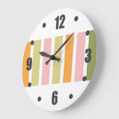 オレンジ色のピンク金ゴールドと緑のストライプ ラージ壁時計 (傾斜)