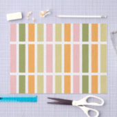 オレンジ色のピンク金ゴールドと緑のストライプ 薄葉紙 (クラフト)