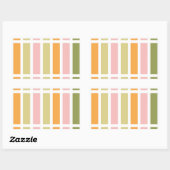 オレンジ色のピンク金ゴールドと緑のストライプ 長方形シール (シート)