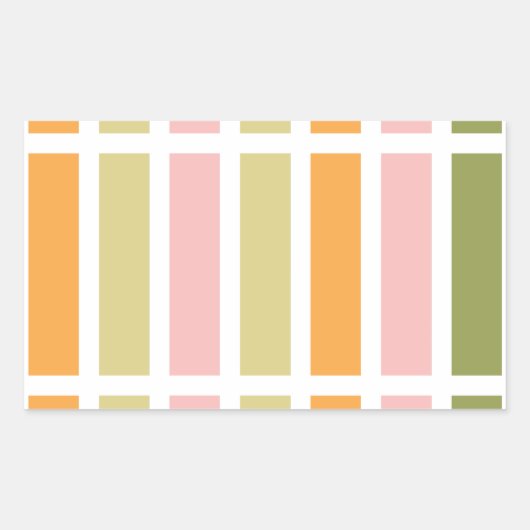 オレンジ色のピンク金ゴールドと緑のストライプ 長方形シール (正面)
