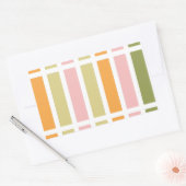 オレンジ色のピンク金ゴールドと緑のストライプ 長方形シール (封筒)