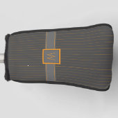 オレンジ色のピンスリップパターカバー付きグレー ゴルフヘッドカバー (正面)