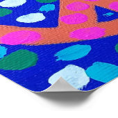 オレンジ色のピースサイン(青) ポスター (角)