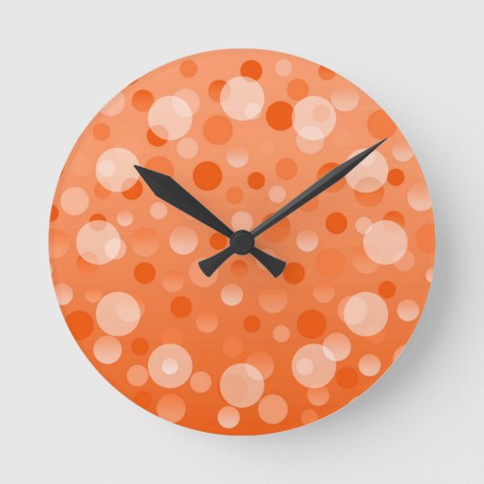 オレンジ色のフィズ「バブル」の時計周り ラウンド壁時計 (正面)