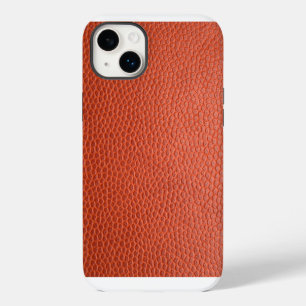 オレンジ色のフェイクレザー パーソナライズ iPhoneケース iPhone 14 Plusケース
