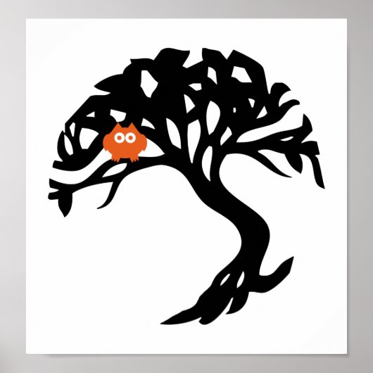 オレンジ色のフクロウ ポスター (正面)