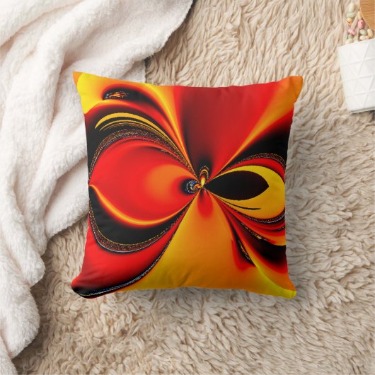 オレンジ色のフューリーのフラクタルアメリカのモジョ枕 クッション (ブランケット)