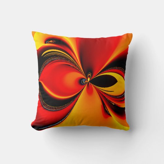 オレンジ色のフューリーのフラクタルアメリカのモジョ枕 クッション (正面)