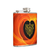 オレンジ色のフラクタル渦巻きの黄金の葉 フラスク (右)