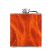 オレンジ色のフラクタル渦巻きの黄金の葉 フラスク (裏面)