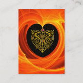 オレンジ色のフラクタル渦巻きの黄金の葉 名刺 (裏面)