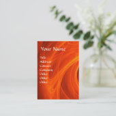 オレンジ色のフラクタル渦巻きの黄金の葉 名刺 (スタンド正面)