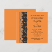 オレンジ色のフランスレースのウェディング招待状 招待状 (正面/裏面)