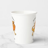 オレンジ色のフリルのある首のトカゲのイラスト 紙コップ (左)