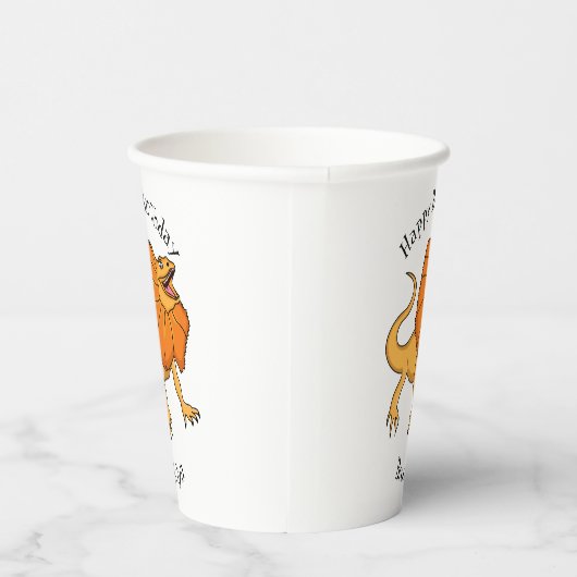 オレンジ色のフリルのある首のトカゲのイラスト 紙コップ (右)