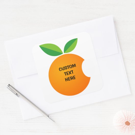 オレンジ色のフルーツシールを食べる スクエアシール (封筒)